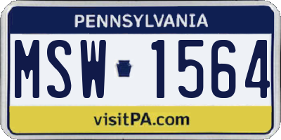 PA license plate MSW1564