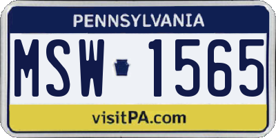 PA license plate MSW1565