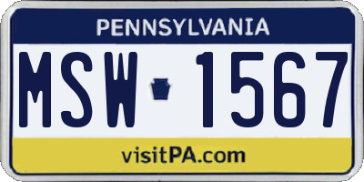 PA license plate MSW1567