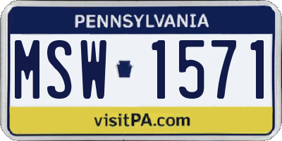 PA license plate MSW1571