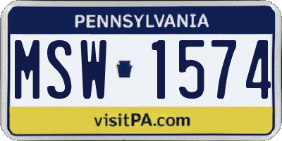 PA license plate MSW1574