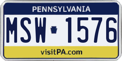 PA license plate MSW1576