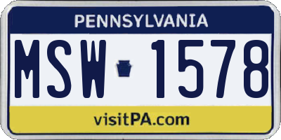 PA license plate MSW1578