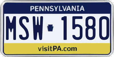 PA license plate MSW1580