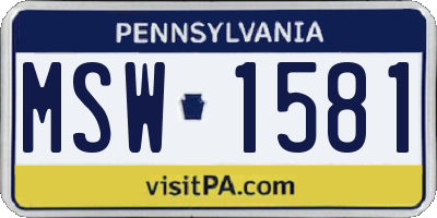 PA license plate MSW1581