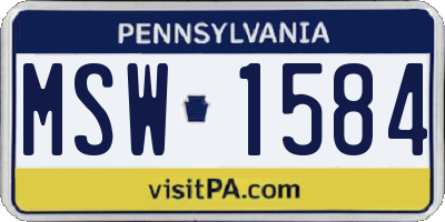 PA license plate MSW1584
