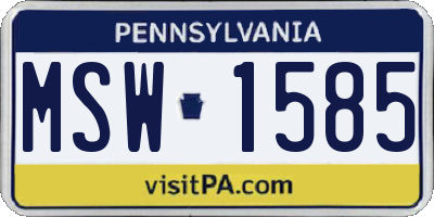 PA license plate MSW1585