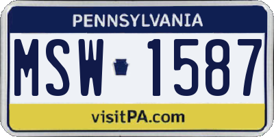 PA license plate MSW1587