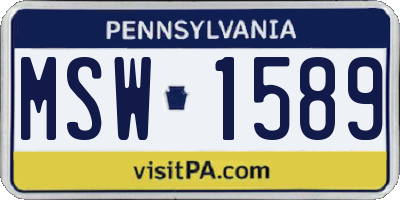PA license plate MSW1589