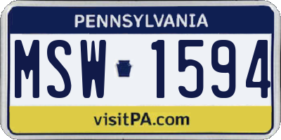 PA license plate MSW1594