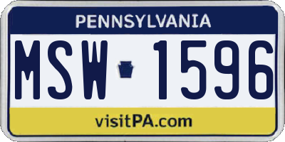 PA license plate MSW1596