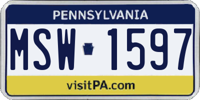 PA license plate MSW1597