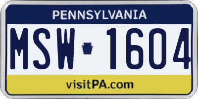 PA license plate MSW1604