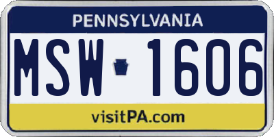 PA license plate MSW1606