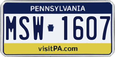 PA license plate MSW1607
