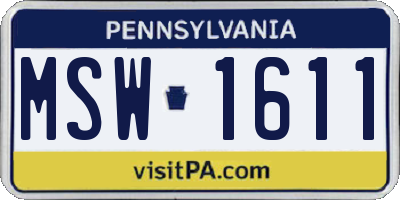 PA license plate MSW1611