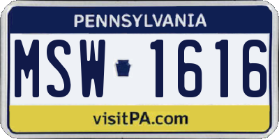 PA license plate MSW1616