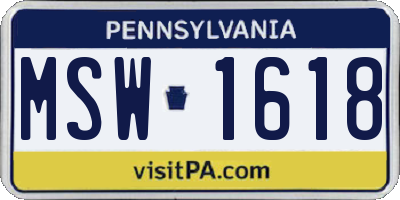PA license plate MSW1618