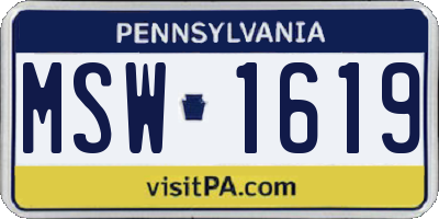 PA license plate MSW1619