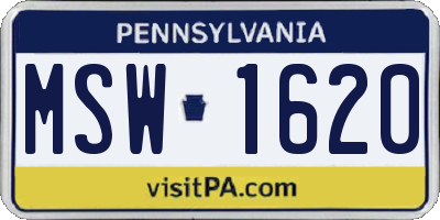 PA license plate MSW1620