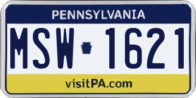 PA license plate MSW1621