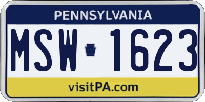 PA license plate MSW1623