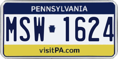 PA license plate MSW1624