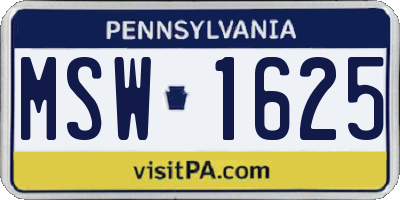 PA license plate MSW1625
