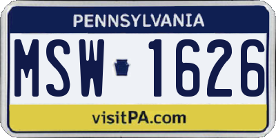 PA license plate MSW1626