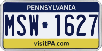 PA license plate MSW1627