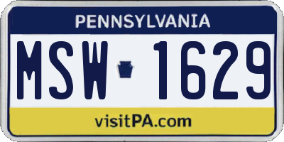 PA license plate MSW1629