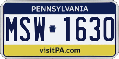 PA license plate MSW1630