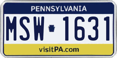 PA license plate MSW1631