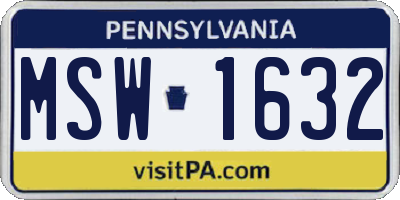 PA license plate MSW1632