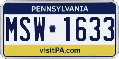PA license plate MSW1633