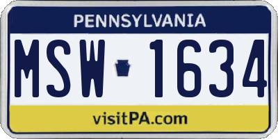 PA license plate MSW1634