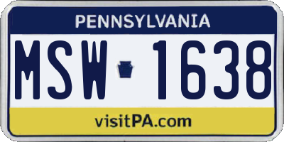 PA license plate MSW1638