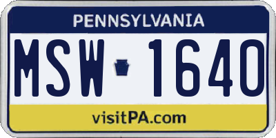 PA license plate MSW1640