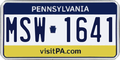 PA license plate MSW1641