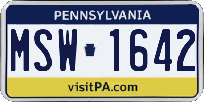 PA license plate MSW1642