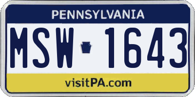 PA license plate MSW1643