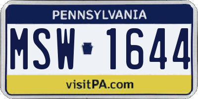 PA license plate MSW1644