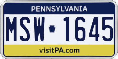 PA license plate MSW1645