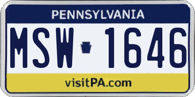 PA license plate MSW1646