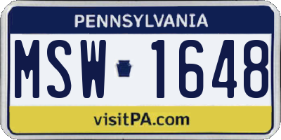 PA license plate MSW1648