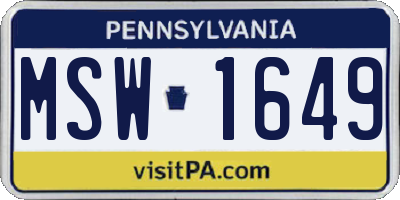PA license plate MSW1649