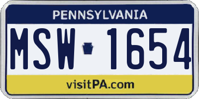 PA license plate MSW1654