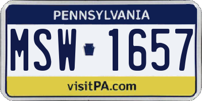 PA license plate MSW1657