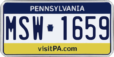 PA license plate MSW1659