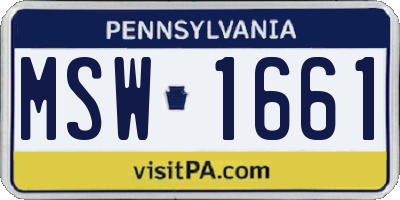 PA license plate MSW1661